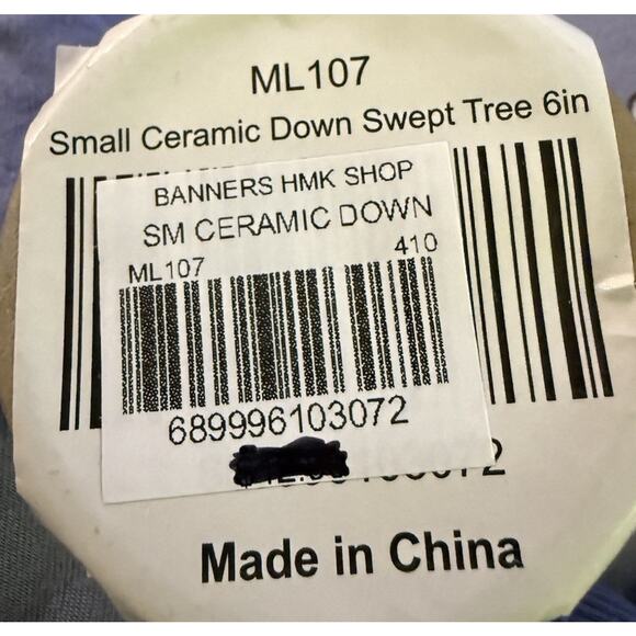 Small Ceramic Down Swept Tree 6” White Glazed Holiday Accent ML107 - Picture 3 of 3